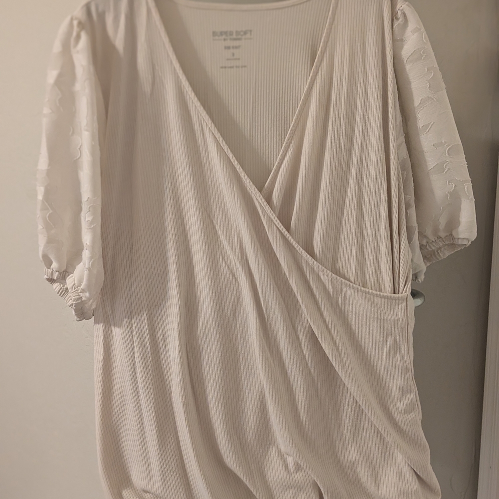 Torrid Cream Puff Sleeve Wrap Blouse